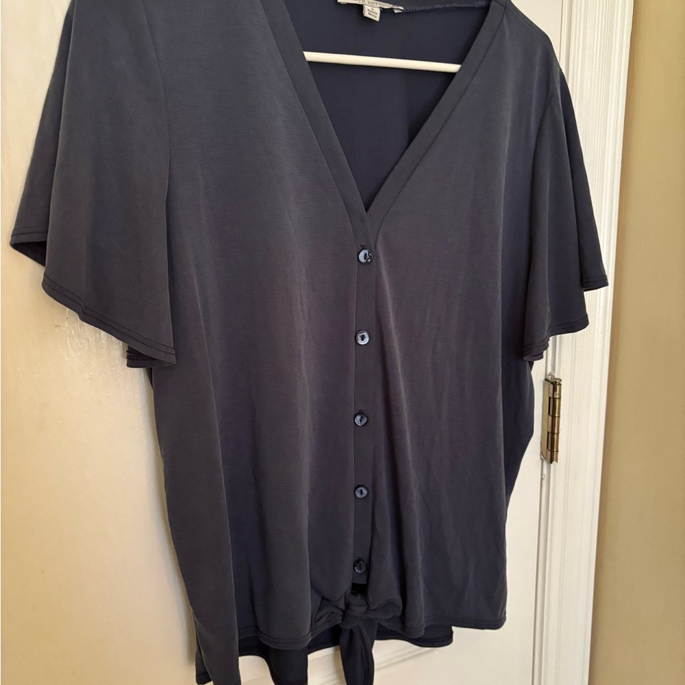 Green Envelope Button-Down Top, Like New - image 1